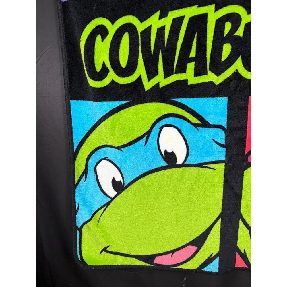 Vintage Nickelodeon Teenage Mutant Ninja Turtle Soft Throw Blanket Cowabunga